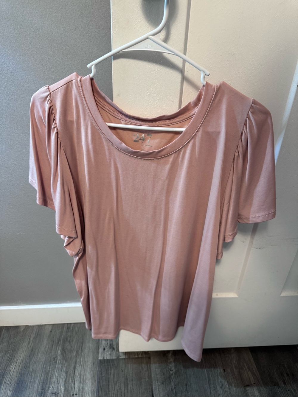 24/7 Blush Pink Short Sleeve Flutter Tee